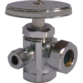 The brass 3-way angular swivel connection valve seat comes with an E2-connector type adapter